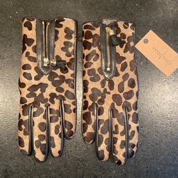 Cole Haan Leather Leopard Gloves - Picture 3 of 5